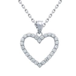 Colier elegant din argint 925 rodiat inimioara cu zirconii [1]